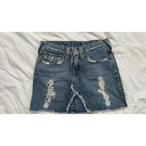 True Religion Distressed Denim Mini Skirt